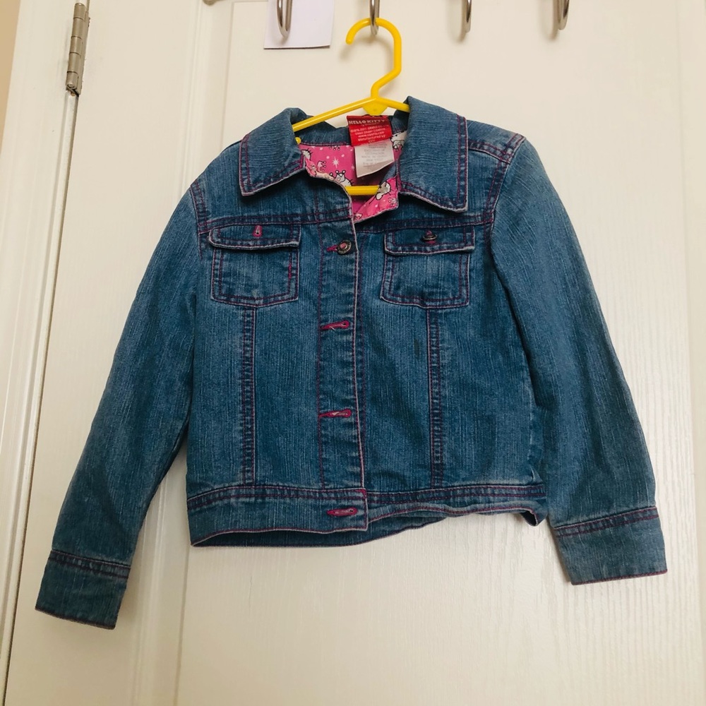 Sanrio Hello Kitty Girls Denim Jean Jacket Embellished Logo